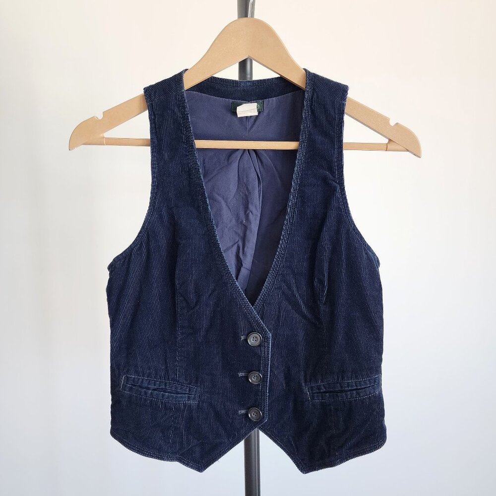 J. Crew Menswear Cropped Corduroy Vest in Navy